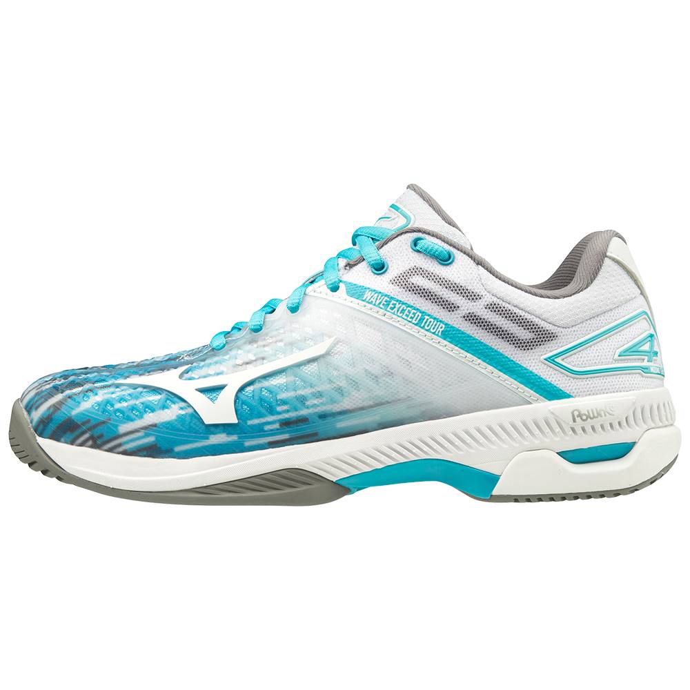 Zapatillas Tenis Mizuno Wave Exceed Tour 4 AC Mujer Azules/Blancas Baratas XIME-96783